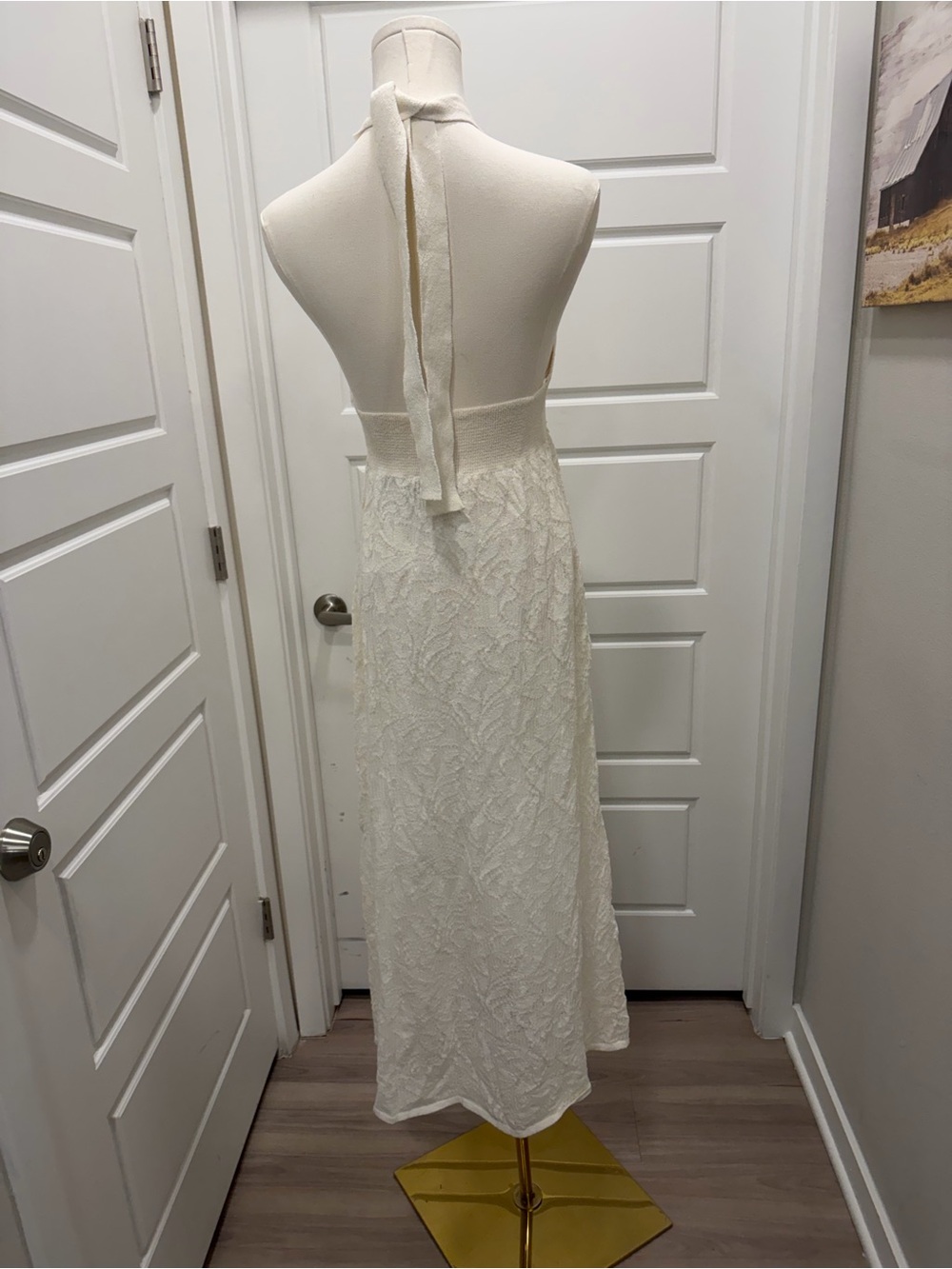 Zara Cream Halter Lace Maxi Dress - Picture 6 of 11